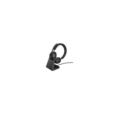 Jabra Evolve2 65 MS Stereo - Hodesett on-ear - Bluetooth - tr&#229;dl&#248;s - USB-A - lydisolerende - svart - med ladestativ - Certified for Microsoft Teams